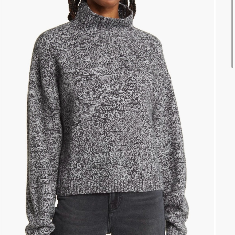 Treasure & bond marled turtleneck sweater, med black/white